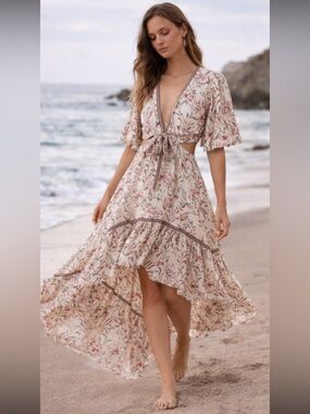 NWT Spell Maisie Bambi High- Low Midi Dress  Size XS